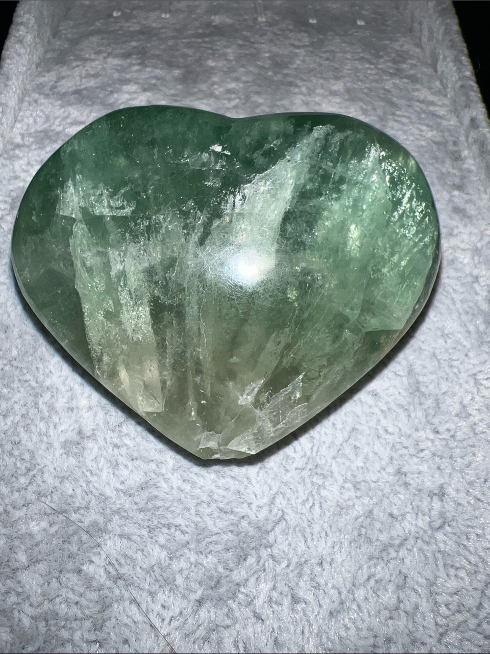 Polished Green Fluorite Heart w/chip 😢